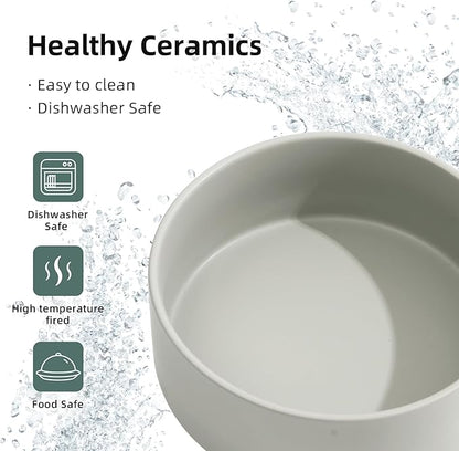Ceramic 8.2inch Raised Dog Bowl Set, Elevated Feeder