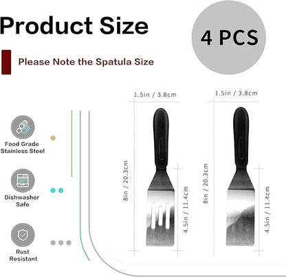 Small Spatula Professional Mini Serving Spatula, 4 Pieces Stainless Steel Metal