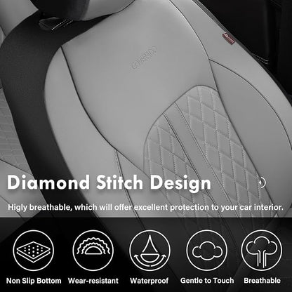 Coverado Universal Leather Seat Covers Front Seats, 2-Pack Seat Covers for SUV, Pickup Truck, Sedan, Automotive Vehicle Interior, Waterproof and Durable All Weather Protector，Gray