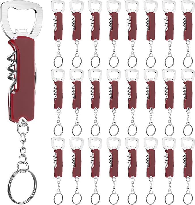 Ziliny 24 Pcs Bottle Opener Keychain Bulk Wine Bottle Beer Opener Keychain