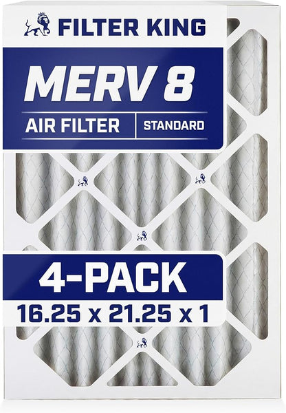 Filter King 16.25x21.25x1 Air Filter | 4-PACK | MERV 8 HVAC Pleated A/C Furnace