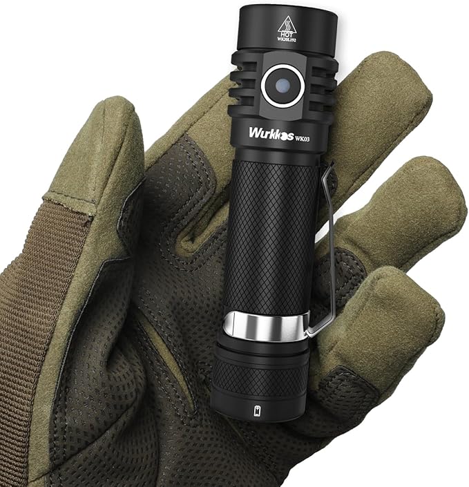 Wurkkos Flashlight WK03-1800 High Lumen Flashlight,SST-40 LED 90CRI 217M 6000K IP68 Waterproof LED Flashlight,EDC Pocket Flashlights 5 Modes for Camping,Home,Emergencies