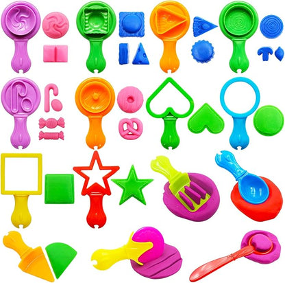 FRIMOONY Dough Tools Set for Kids, Various Plastic Molds, 45 Pieces