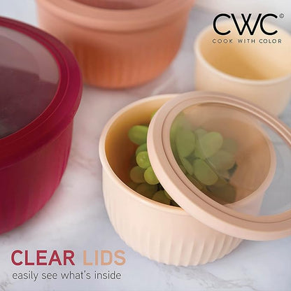 COOK WITH COLOR Prep Bowls with Lids- Wide and Deep Nesting Plastic Small
