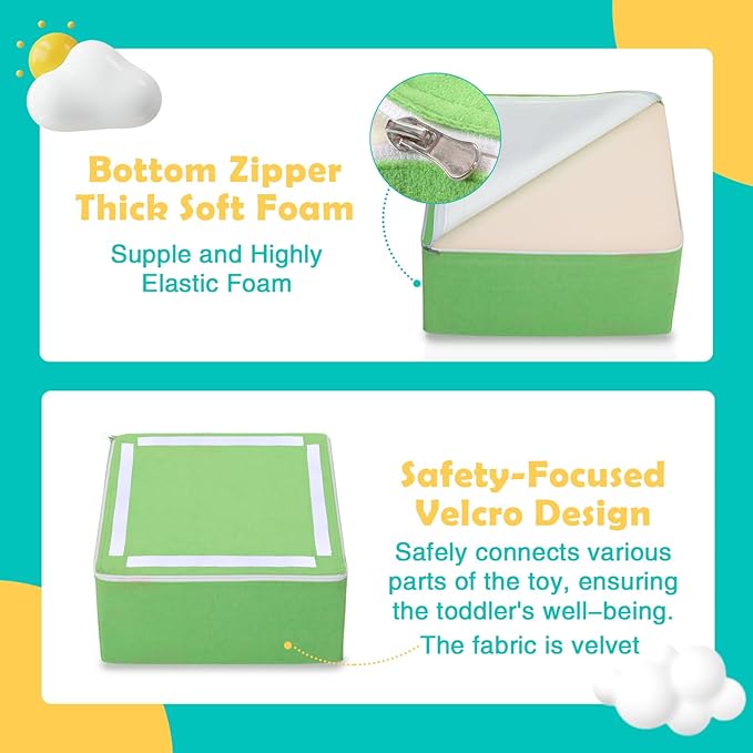 6-Piece Set Baby Foam Climbing Blocks for Toddlers - Baby Climbing Toys for Toddlers Indoor - Kids Soft Play Climbing for Toddlers - Velvet Foam Play Gym Playtime Corner Climber
