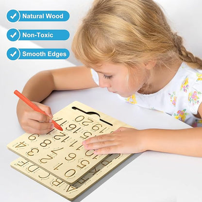Learn to Write - Number & Letter Tracing Boards for Kids Ages 3-8 Wooden Alphabet Learning Montessori 3 Year Old Toddler Writing Tools Beginners - Homeschool Preschool Classroom Must Haves
