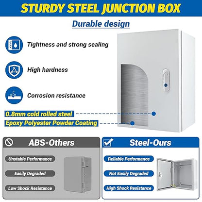 Electrical Box 16 x 12 x 8'' Steel Electrical Junction Box，NEMA 4X Steel