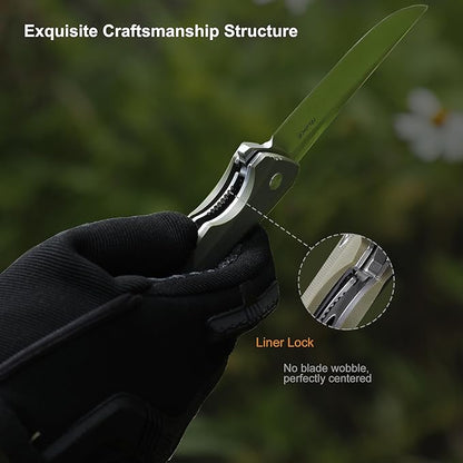 Heavy Outdoor Tactical Folding Pocket Knife for men,14C28N Stainless Steel Blade,G10 Handle,Liner Lock,EDC Hunting Bushcrafting Camping Knives Belt Clip Carry,Microtech Elemental Fishing Hiking,Father Dad Gifts Ruike p121
