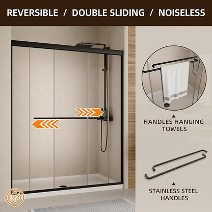 Shower Door, Royal Guard 44-48" W x 70" H Semi-Frameless Double Sliding Glass