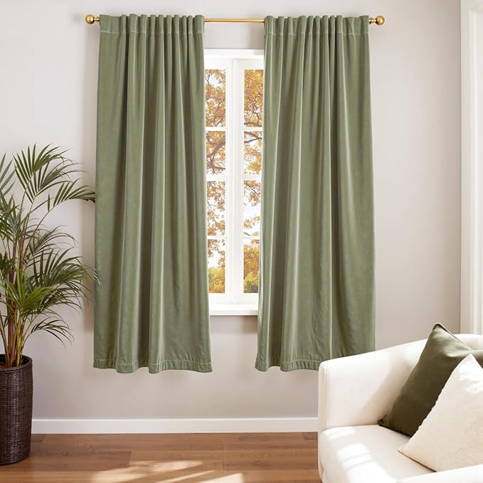 Lazzzy Velvet Blackout Curtains Thermal Insulated Room Window Drapes Super Soft