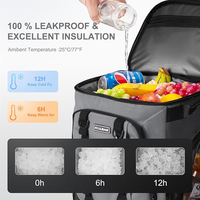 Beach Cooler Backpack for Men 36cans Insulated Backpack Cooler Lunch Bag for Women Camping Hiking Picnic Travel for 18 Hours Cooling 30L