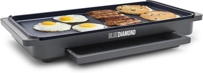 Blue Diamond 20” x 10.5” Extra Large Electric Griddle, Healthy Ceramic Nonstick