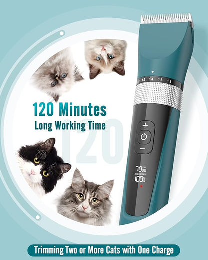 oneisall Cat Clippers for Matted Hair, 5-Speed Quiet Cat Grooming kit, Cordless