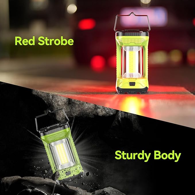 AlpsWolf Camping Lantern Rechargeable, 1000LM 4 Light Modes Camping Light 4000mAh Rechargeable Lantern for Power Outages Portable Camping Lamp Camping Essentials for Emergency, Green, 2 Packs