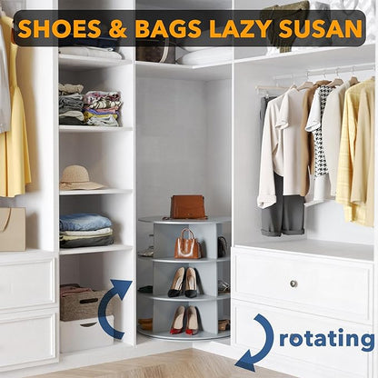 SpaceAid 3 Tier Rotating Shoe Rack Tower, Spinning Shoe Display Lazy Susan