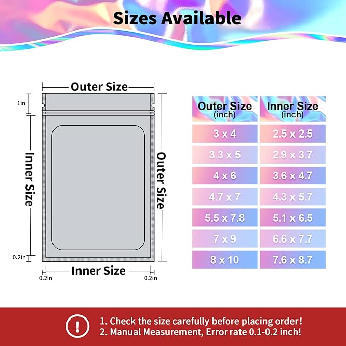 100 Pack Mylar Bags - 4 x 6 Inch Resealable Smell Proof Bags Foil Pouch Flat Bag with Front Window Black