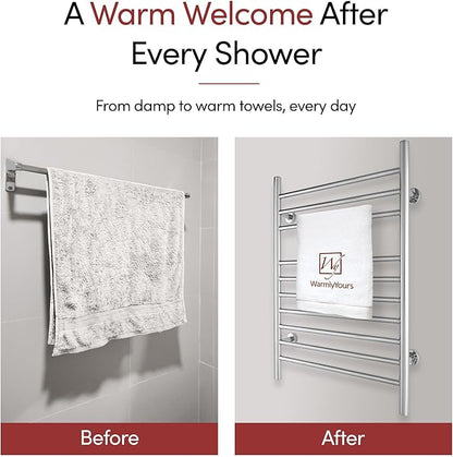 Heated Towel Rack, 10-Bar Wall-Mounted Electric Towel Warmer, Polished