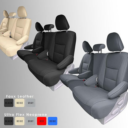 FH Group Custom Fit Car Seat Covers Specifically Made for 2011-2020 Toyota Sienna 8 Passenger, Car Seat Cover 2nd Row, Automotive Seat Covers in Solid Gray Faux Leather, Waterproof and Washable