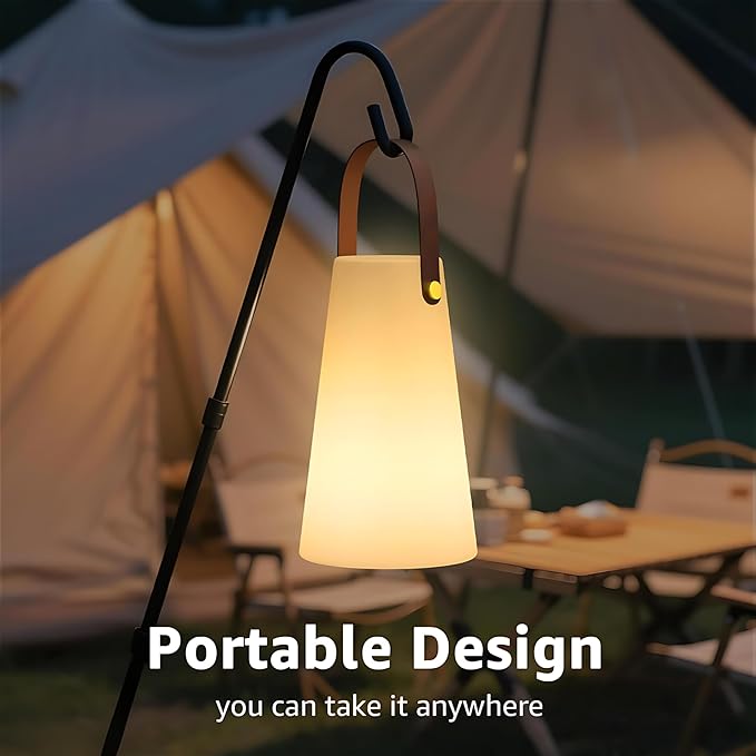 Portable Outdoor Table Lamp, Cordless Rechargeable Outdoor Table Lanterns RGB LED Lights with Remote, IP44 Water-Resistant Battery Operated Hanging Lamp for Patio Garden Camping Dining Room