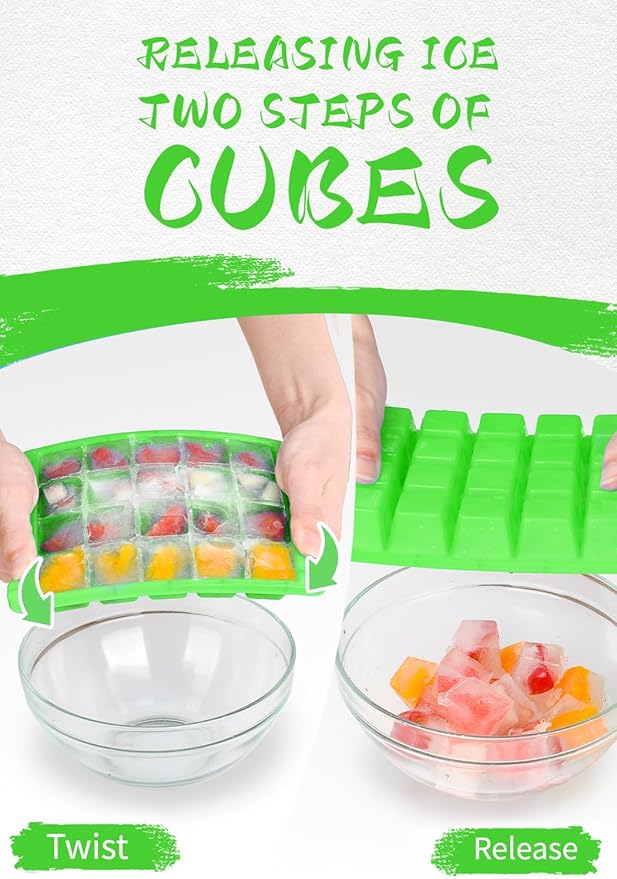 4 Pack Mini Ice Cube Trays for Freezer-Easy Release & Stackable | Small Ice
