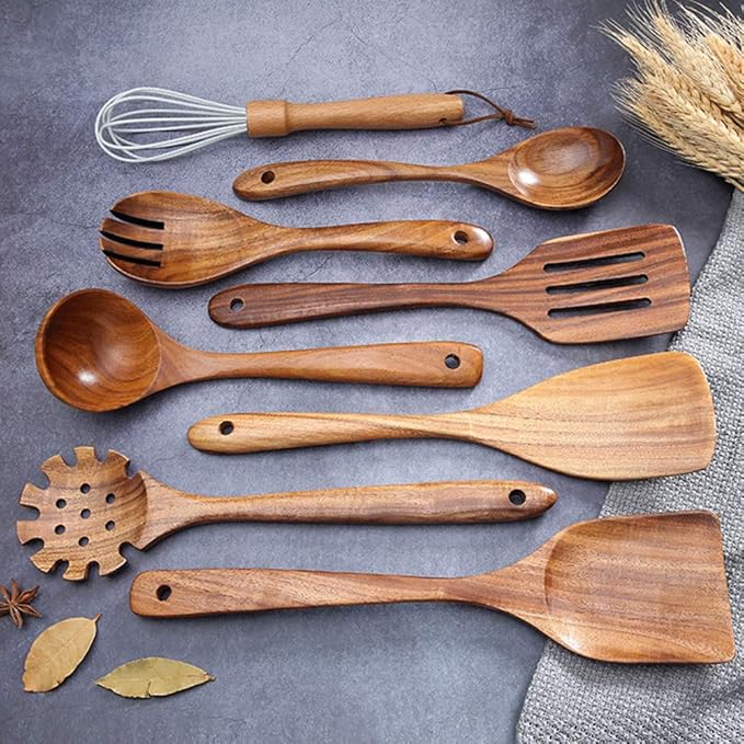 Teak Kitchen Utensils, Wooden Soup Spoon Kitchenware Seasoning Scoop Dipping