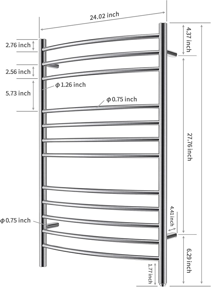 HEATGENE Towel Warmer Wall Mount Electric Plug-in/Hardwired Heated Towel Rack