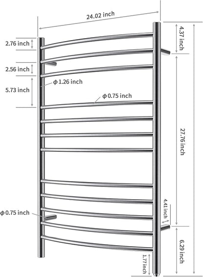 HEATGENE Towel Warmer Wall Mount Electric Plug-in/Hardwired Heated Towel Rack