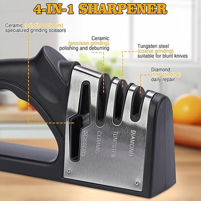 4-in-1Manual Knife Sharpener Suitable