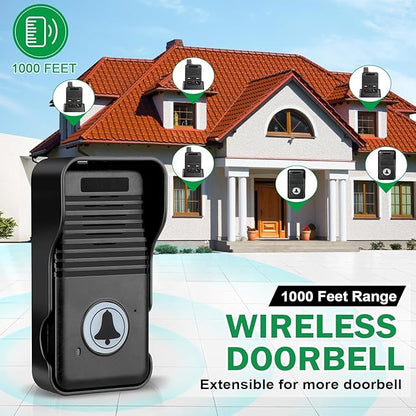 Wireless Door Bell, Full Duplex Long Range Wireless Doorbell, Waterproof 2 Way