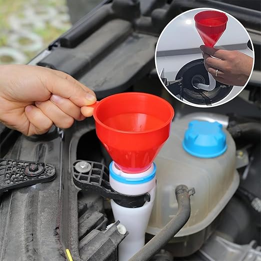 3 Pack Automotive Oil Funnel Set, Wide Mouth Fuel Funnels