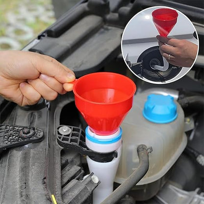 3 Pack Automotive Oil Funnel Set, Wide Mouth Fuel Funnels