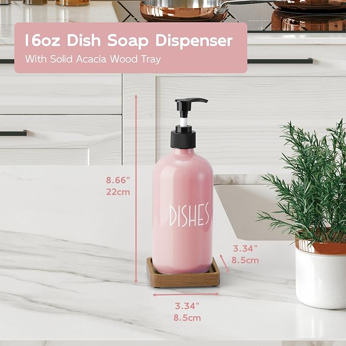 Pink Glass Dish Soap Dispenser