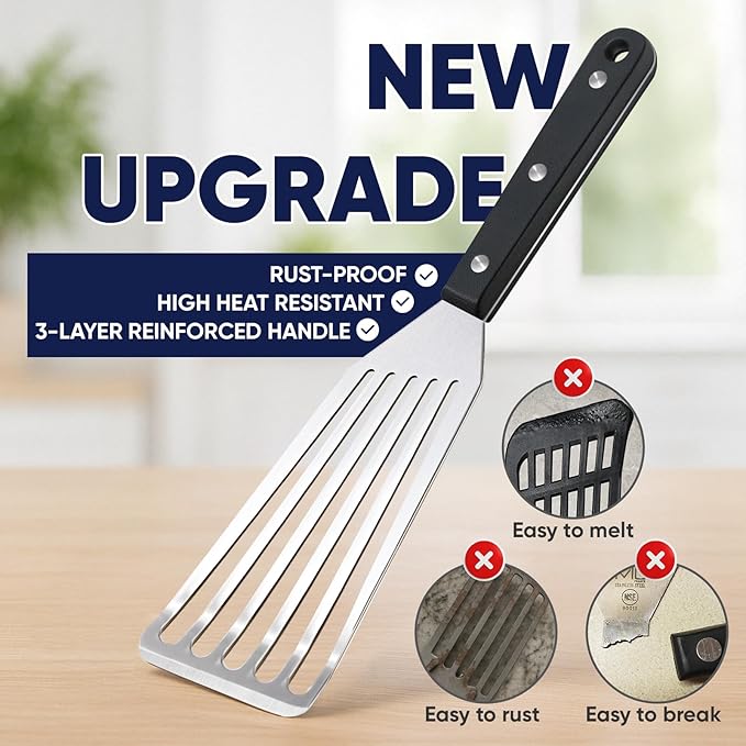 Newness Metal Fish Turner Spatula Stainless Steel