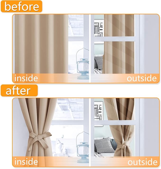 Hiasan Blackout Window Curtain Panels, Thermal Insulated, Light Blocking