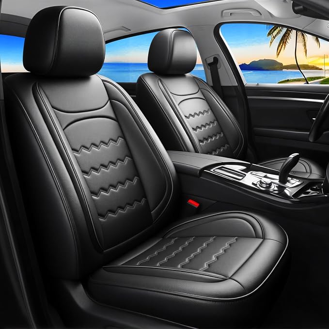 Cruze Car Seat Covers Fit for Chevrolet/Chevy Cruze 2011-2018 2019, Full Coverage Leather Waterproof Breathable Seat Covers, Automotive Seat Protectors, Airbag Compatible, (Full Set, Black)