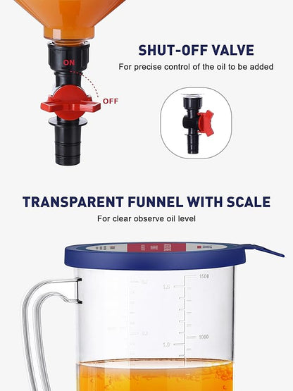 SMART JERRY - Spill-Proof Engine Oil Funnel Kit｜Oil Change Funnel w/ 12