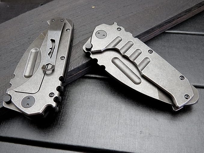 Gtk137 Folding Knife D2 Steel Blade G10 &Steel Handle EDC Tool Knife for Outdoor Camping(Steel)