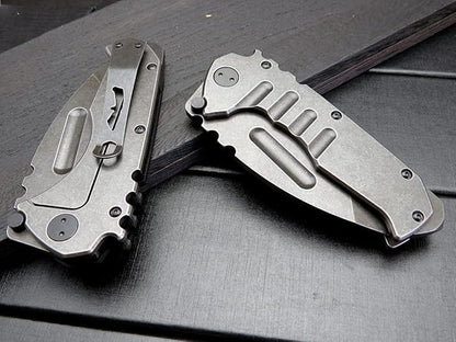 Gtk137 Folding Knife D2 Steel Blade G10 &Steel Handle EDC Tool Knife for Outdoor Camping(Steel)
