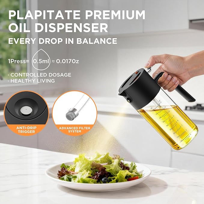 PLAPITATE 2Pcs 17oz Premium Olive Oil Sprayer
