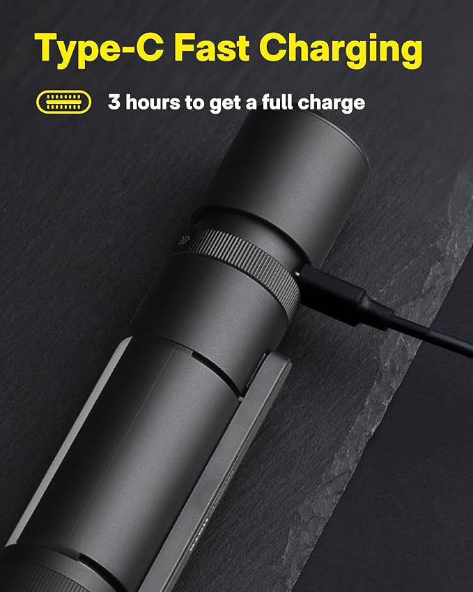 HOTO Emergency Flashlight Rechargeable, Magnetic LED Flashlight High Lumens with Window Glass Breaker Seatbelt Cutter, Zoomable Car Work Flash Light for Car Repair, Camping, Emergency