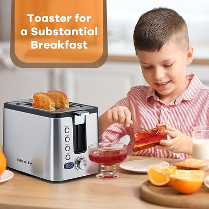 Mecity Toaster 2 Slice Stainless Steel Body, Cancel Functions, Warming Rack