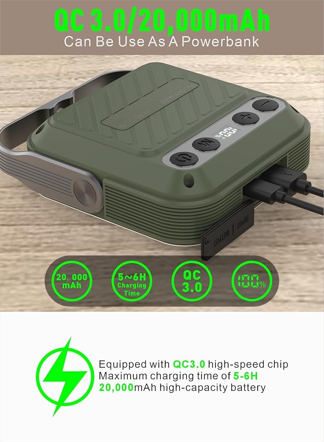 20000mAh Rechargeable LED Camping Lantern - 1600LM, QC3.0 22.5W, 4 - Color Switch, IPX5 Waterproof - Perfect for Camping, Hiking & Emergency Situations(Green)