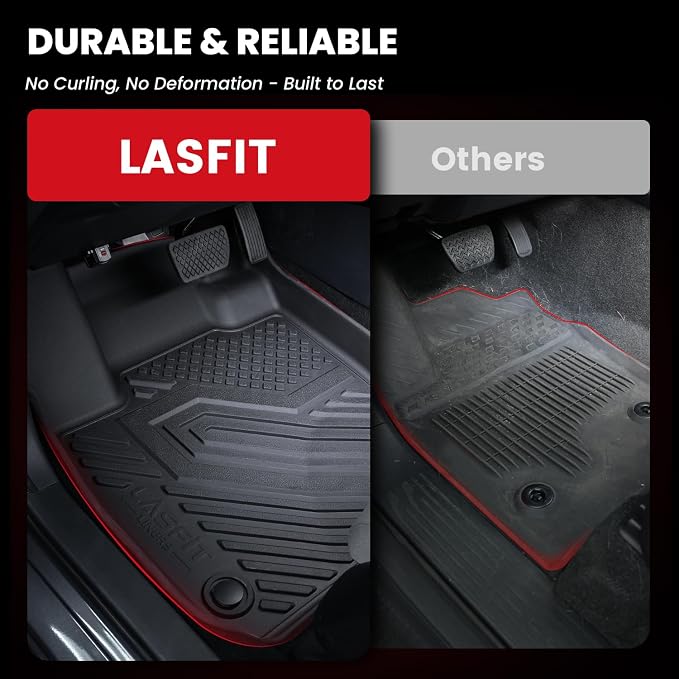 LASFIT Floor Mats for Honda Civic Sedan 2016-2021 & Hatchback 2017-2021 & Coupe 2016-2020, All Weather TPE Custom Fit Floor Liner, 1st & 2nd Row, Black