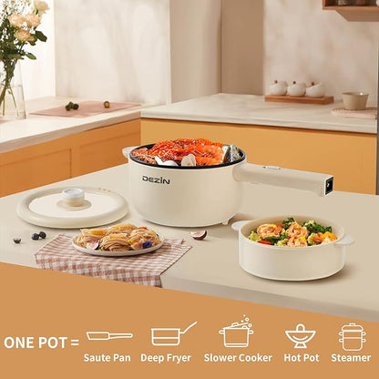 Dezin Electric Cooker, 2L Non-Stick Sauté Pan, Rapid Noodles Cooker, Mini Pot