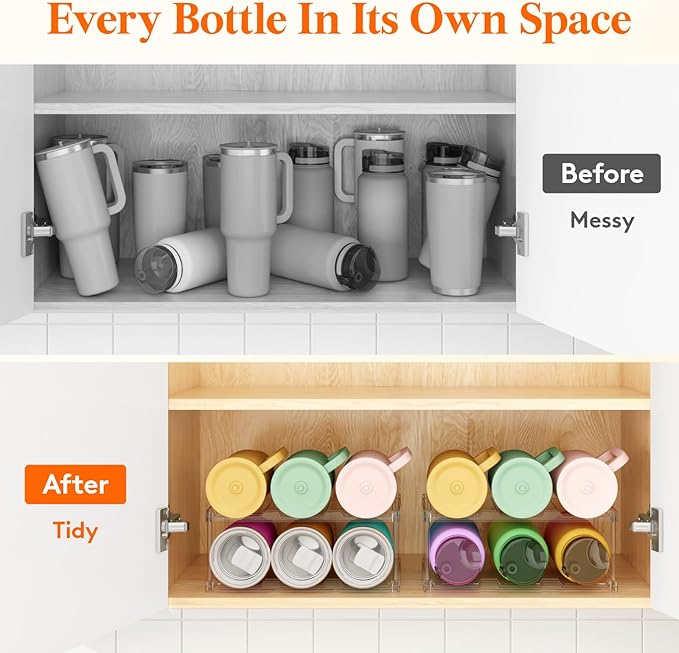 Lifewit Stackable Bottle Storage Organizer, Large Slot Water Bottle Tumbler Cup