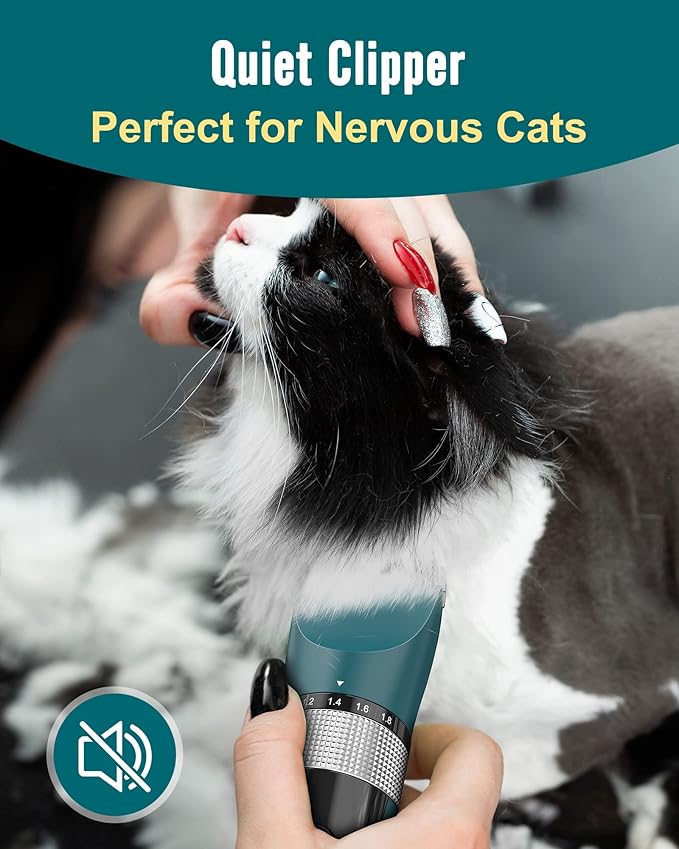 oneisall Cat Clippers for Matted Hair, 5-Speed Quiet Cat Grooming kit, Cordless