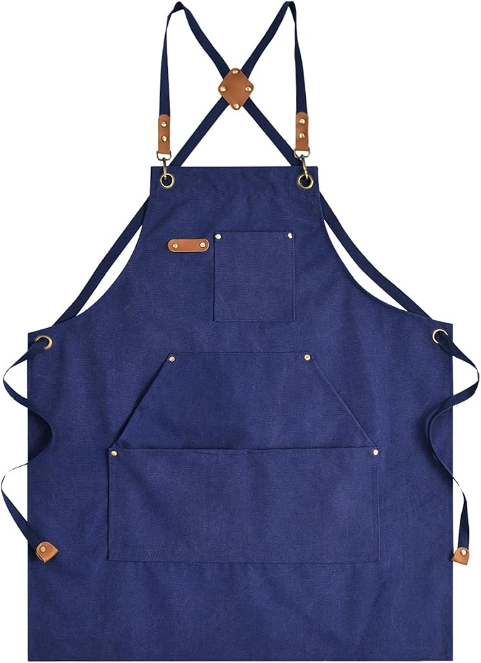 Aoomzoon Canvas Aprons for Men Chef Apron, Work Apron - 16oz Heavy Duty Cross