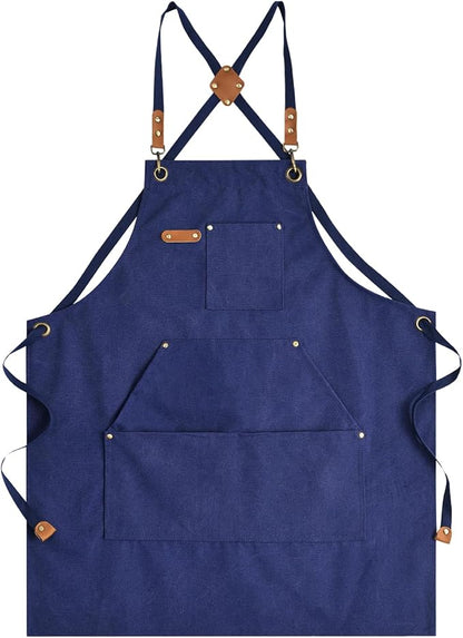 Aoomzoon Canvas Aprons for Men Chef Apron, Work Apron - 16oz Heavy Duty Cross