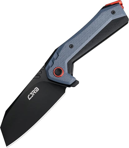 CJRB Tigris Tactical Knife, Pocket Knife with AR-RPM9 Powder Steel Black PVD Blade Black & Blue G10 Handle for EDC Camping Hunting (J1919)