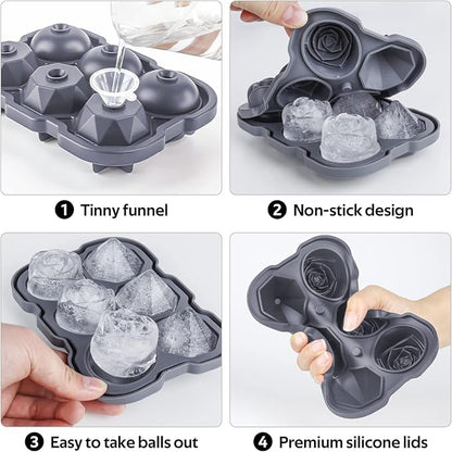 Ice Cube Tray, Mikiwon 2 inch Rose Ice Cube Trays